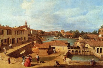 dolo sur la brenta Canaletto Venise Peinture à l'huile